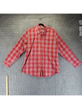 Orvis Shirt Mens Large Red Plaid Heritage Wash Long Sleeve Button Cotton